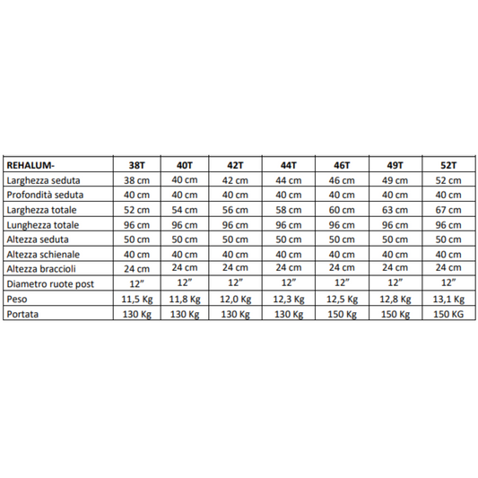 SEDIA A ROTELLE PIEGHEVOLE CARROZZINA STANDARD DA TRANSITO IN ALLUMINIO - REHALUM