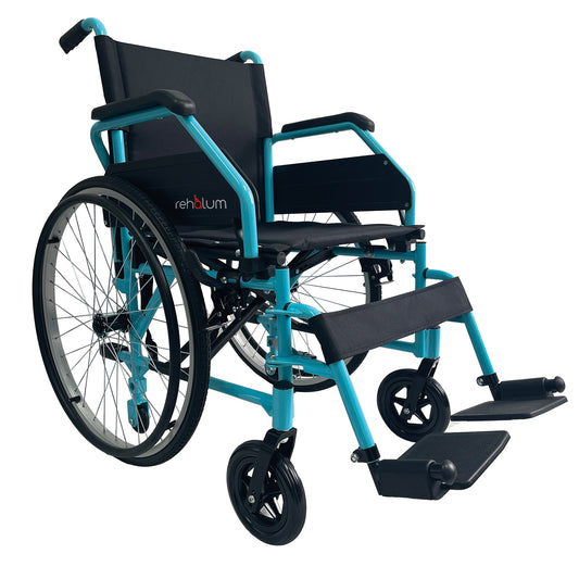 SEDIA A ROTELLE PIEGHEVOLE CARROZZINA AD AUTOSPINTA IN ALLUMINIO - REHALUM